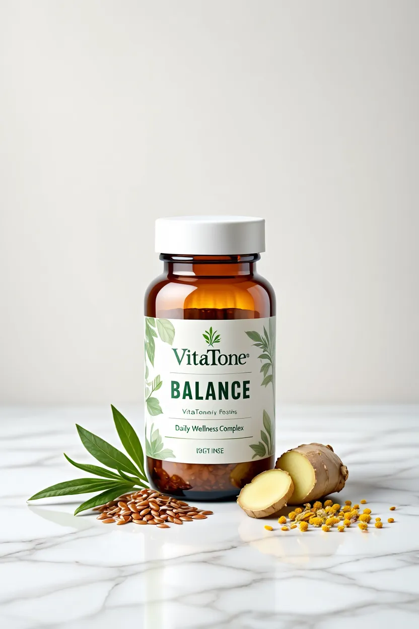 VitaTone Balance supplement bottle with natural ingredients